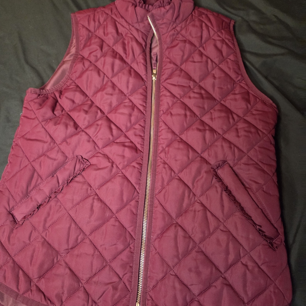 J. Crew Quilted Sleeveless Puffer Vest - Burgundy